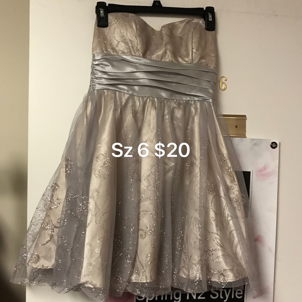 Homecoming silver dress strapless
